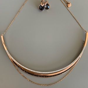 Swarovski necklace/choker in rose gold and earrings.